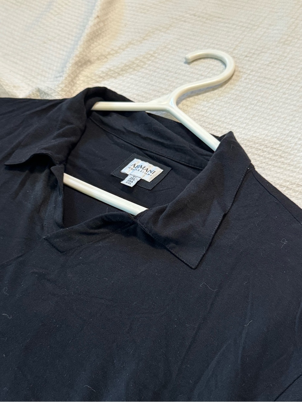 Armani Collezioni Men's Black Polo with Spread Collar